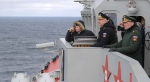 На борту ракетного крейсера «Маршал Устинов» во время совместных учений Северного и Черноморского флотов с главнокомандующим Военно-Морским Флотом Николаем Евменовым.